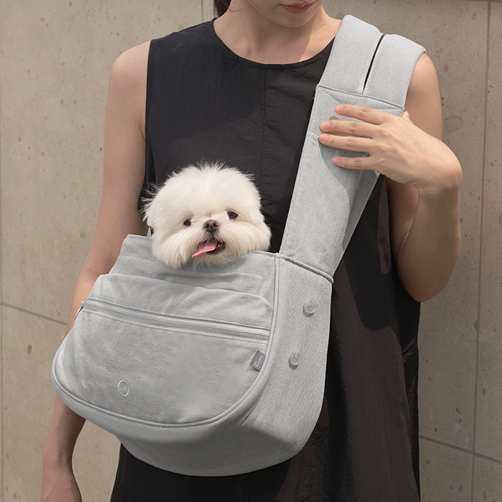 마이플러피 강아지 가방 이동가방 슬링백 포대기 캐리어 산책가방 매너백 M 베이지 - 상품 이미지