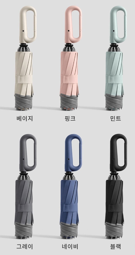 고리형핸들 거꾸로 접이식 원터치 3단 자동 우산 골프 우양산 자외선 차단 양산 겸용 가벼운 튼튼한 - 상세 이미지 3