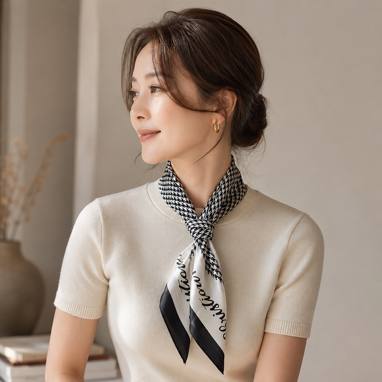 가을 봄 고급 명품 사각 목 스카프 선물 종류 - 상세 이미지 3