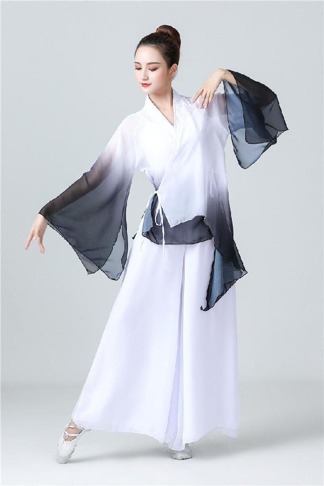 치마 한국무용의상 저고리 바지 의상 전통 무용복 화이트 블랙 S - 상세 이미지 4