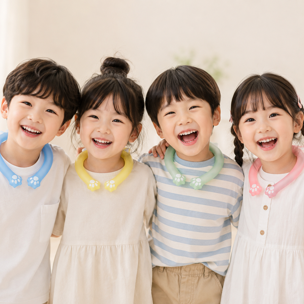 1+1 어린이 넥쿨러 아이스 유아 키즈 유치원 답례품 단체 고양이 캐릭터 - 상세 이미지 4