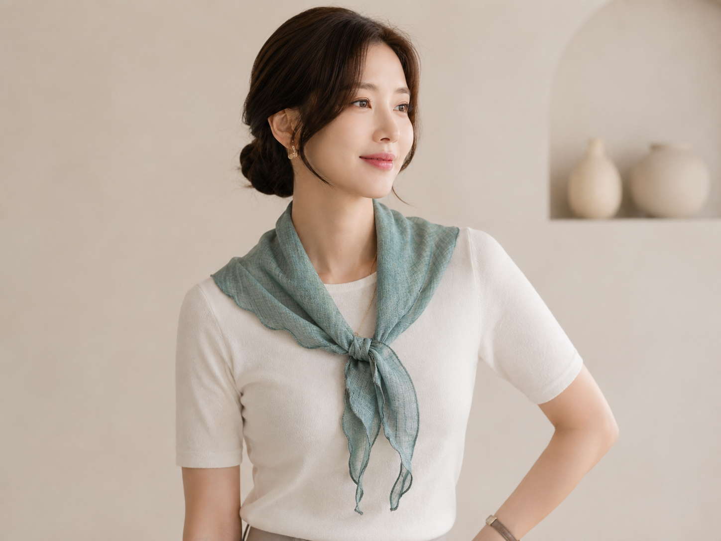 명품 여름용 여자 미니 쁘띠 방도 넥스카프 할머니 스카프 종류 - 상세 이미지 3