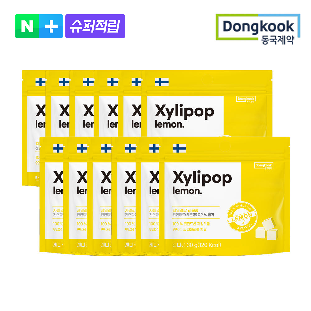동국제약 자일리톨 무설탕 캔디 자일리팝 사탕 레몬, 30g, 12개