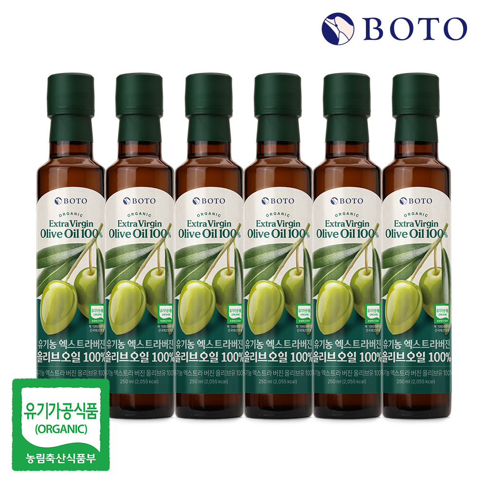 [보뚜] 유기농 엑스트라버진 올리브오일 250ml, 6개 - 상품 이미지
