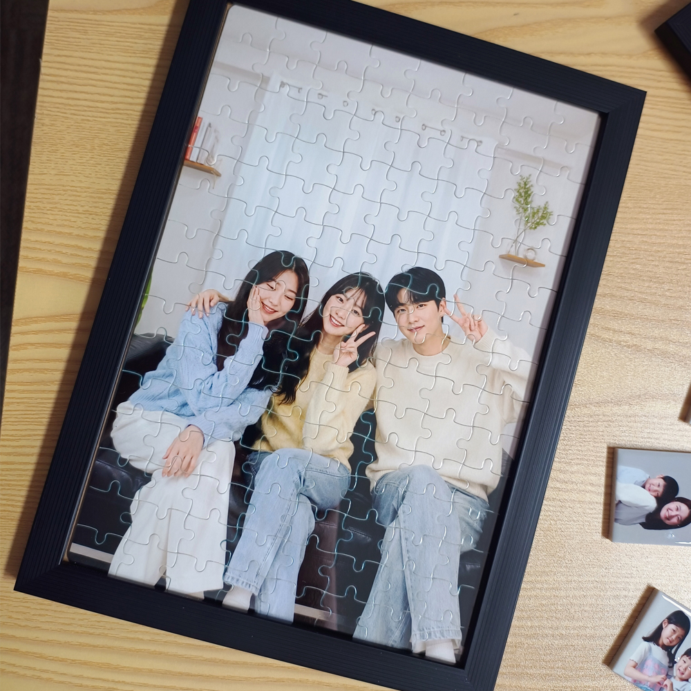 커플 사진퍼즐 주문제작 액자 포함 기념일 선물 직소퍼즐 맞춤제작 200x145mm, 혼합 - 상세 이미지 2
