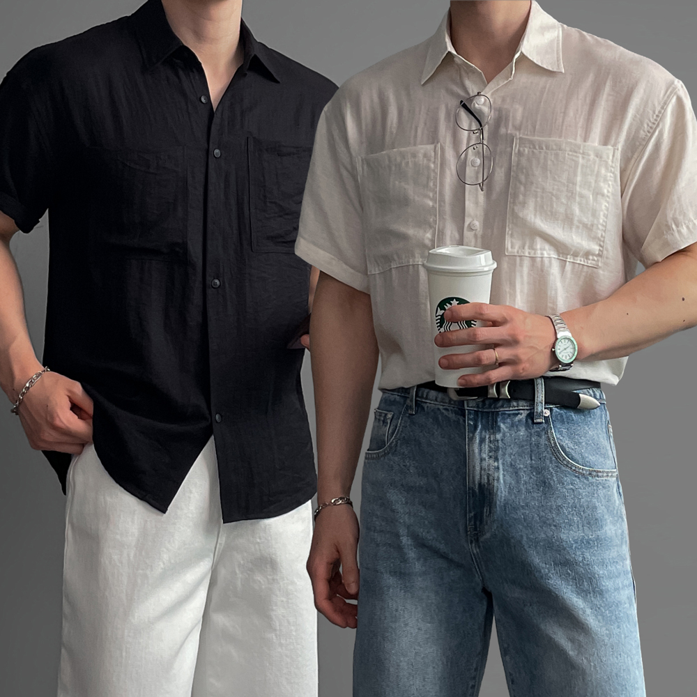 린넨셔츠 남자여름셔츠 반팔남방 웨스턴남방 - 상품 이미지