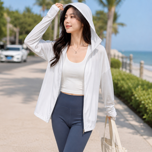 여성 여름 UV차단 냉감 후드집업 바람막이 - 상세 이미지 5