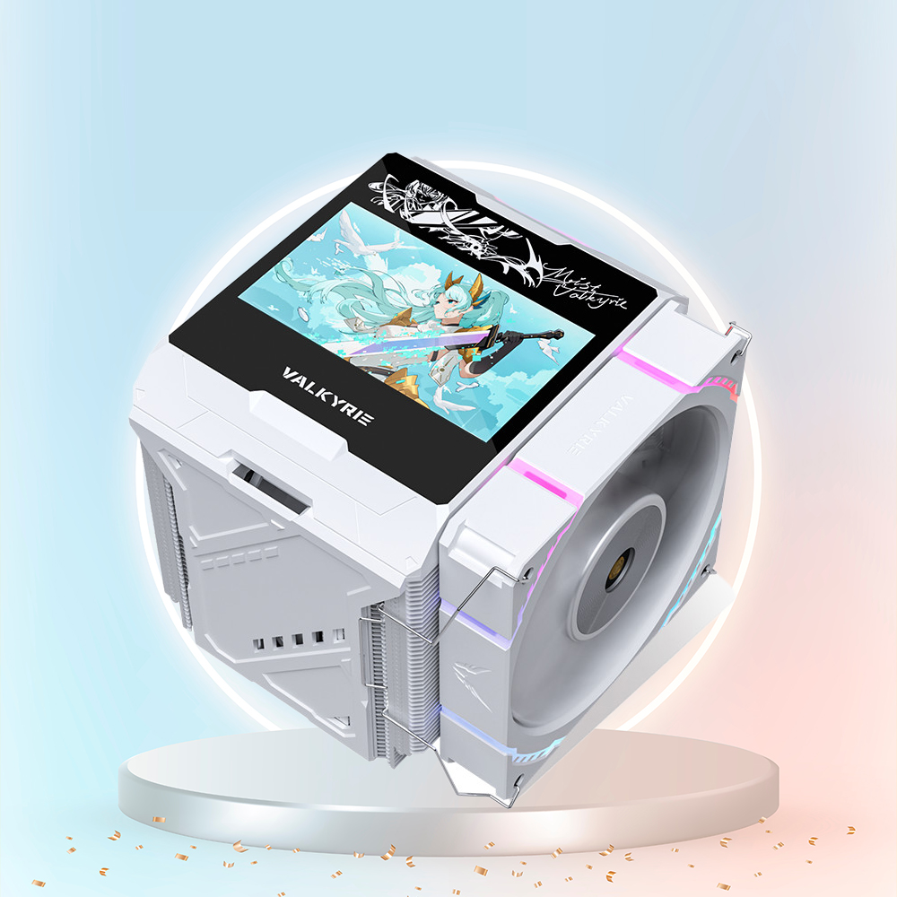 발키리 DX140 LCD ARGB 듀얼타워 공랭 CPU 쿨러 화이트 - 상품 이미지