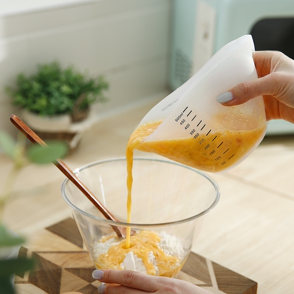 냠냠쿡 실리콘 계량컵 2종세트 (125ml+500ml) 전자레인지 이유식 베이킹 - 상세 이미지 2