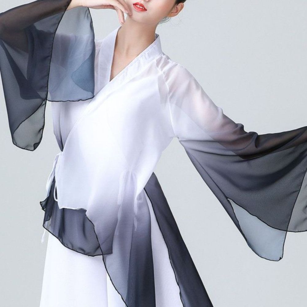 치마 한국무용의상 저고리 바지 의상 전통 무용복 화이트 블랙 S - 상품 이미지