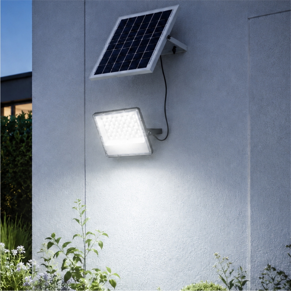 LED 태양광 충전식 투광기 투광등 야외 가로등 테라스 전원주택 조명 100W Bb-921 - 상품 이미지