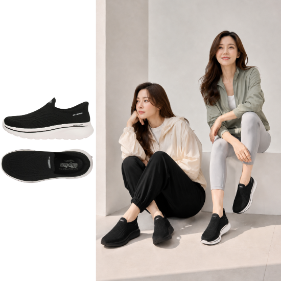 스케쳐스 운동화 고워크 아치핏 엔조이 여성 슬립온 블랙 화이트 125843BLK 이미지 7