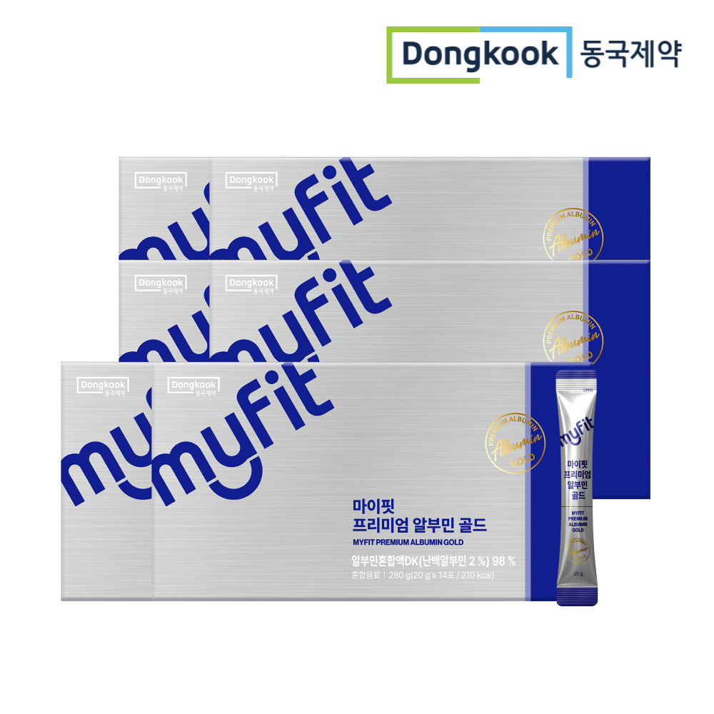 [3+3] 동국제약 마이핏 마시는 알부민 액상 스틱 프리미엄 골드 난백 실크 14포, 6개 - 상품 이미지