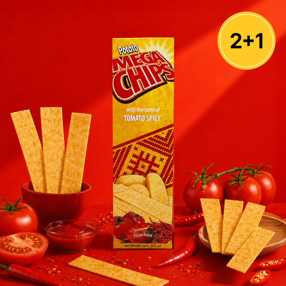 2+1 메가칩스 포테이토 감자칩 포테이토칩 토마토 스파이시 100g - 상품 이미지