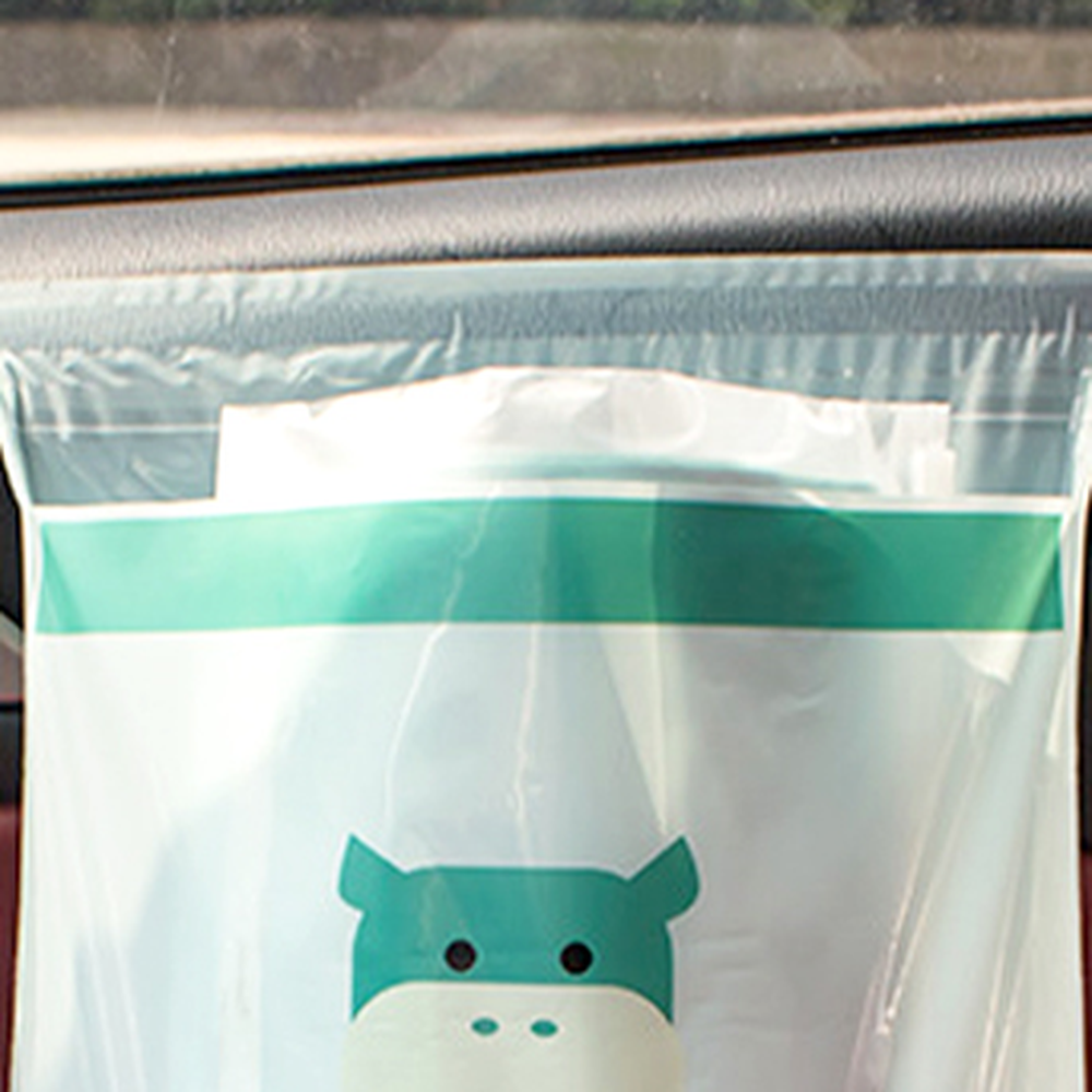 동물일러스트차량용정리차량용쓰레기통 붙이는부착형자동차쓰레기통 간편정리다용도봉투 15매입 4컬러 - 상세 이미지 3