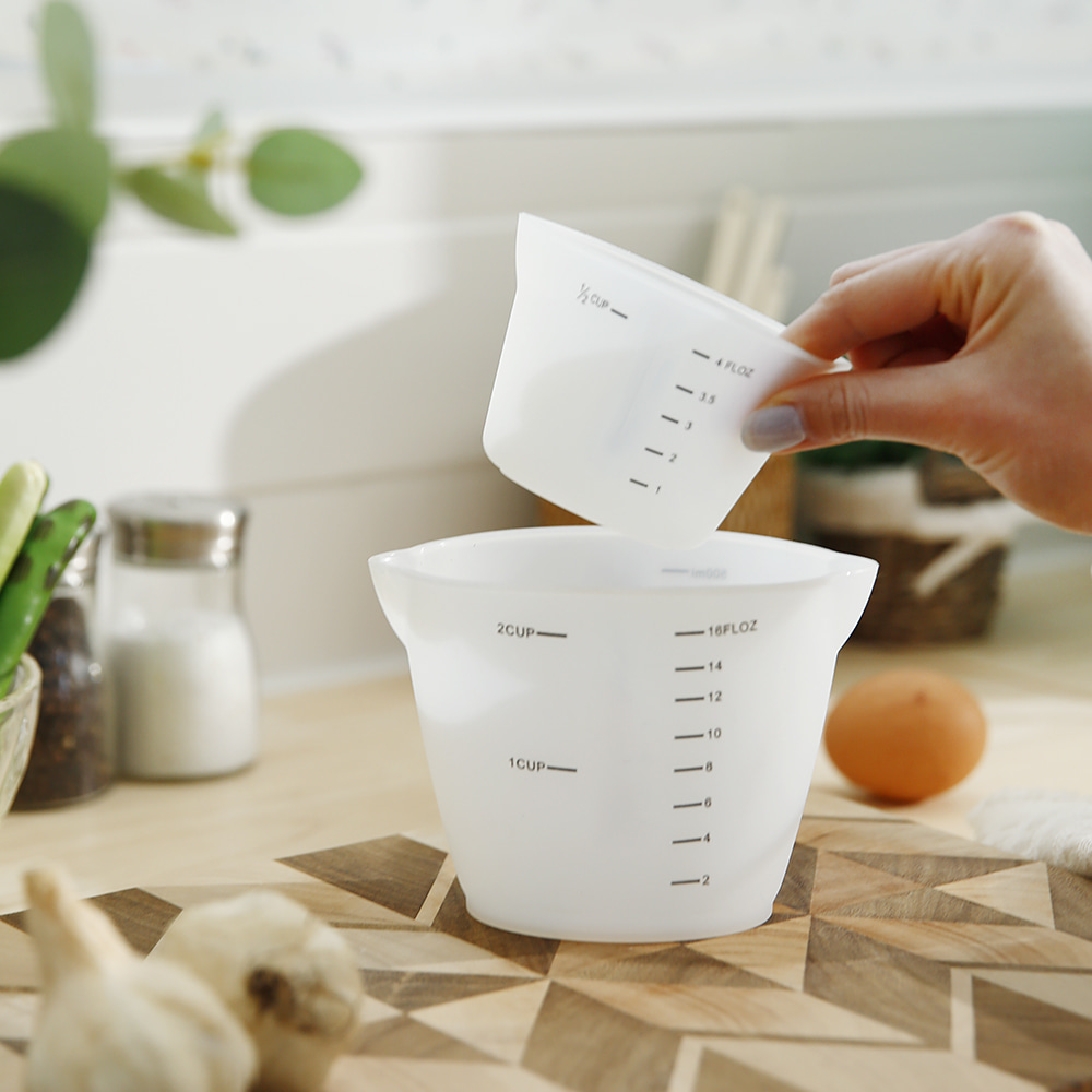 냠냠쿡 실리콘 계량컵 2종세트 (125ml+500ml) 전자레인지 이유식 베이킹 - 상세 이미지 5