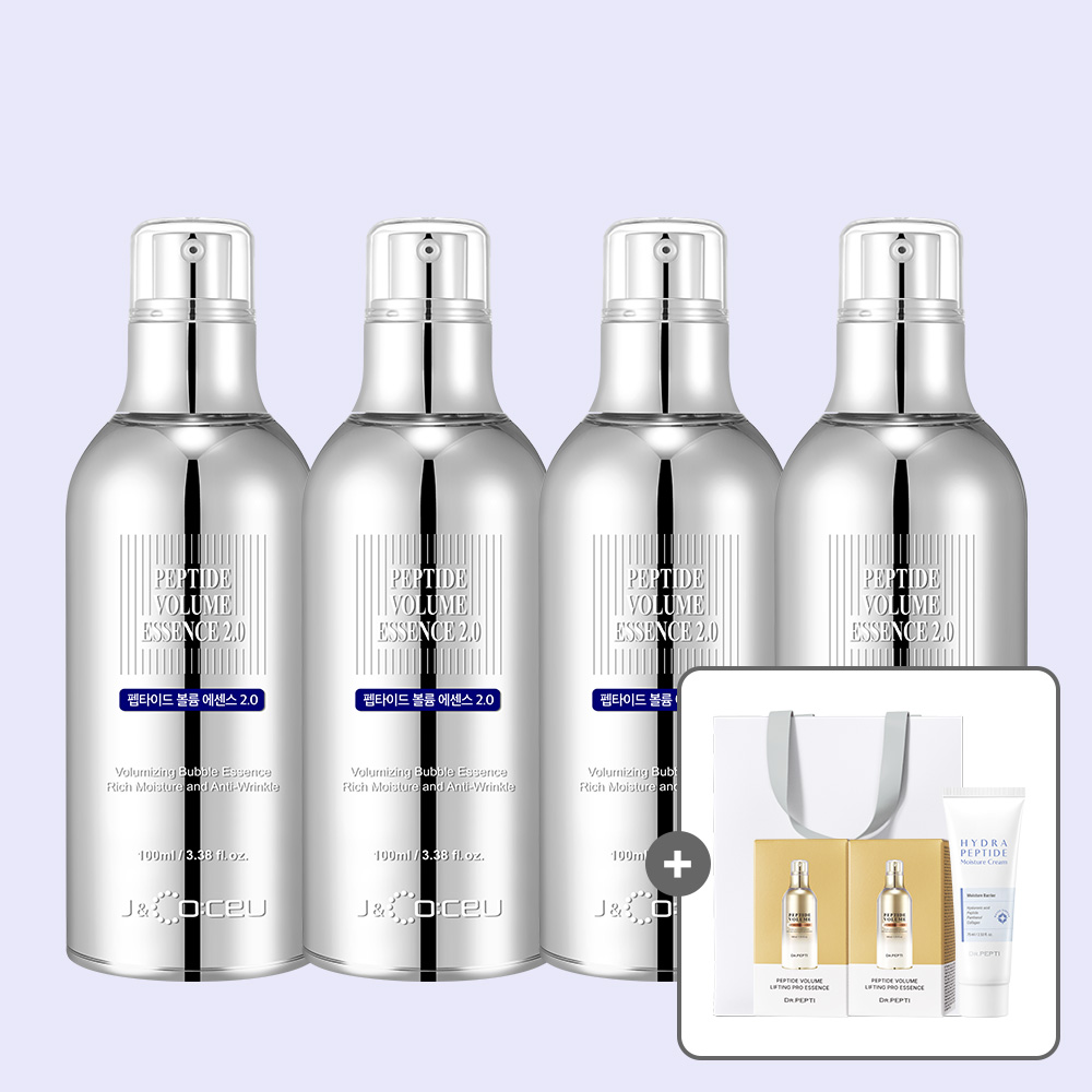 닥터펩티 펩타이드 볼륨 에센스 4개 세트 선택 + 리프팅 40매 + 하이드라 크림 75ml + 쇼핑백 구성 버블 제형 거품에센스