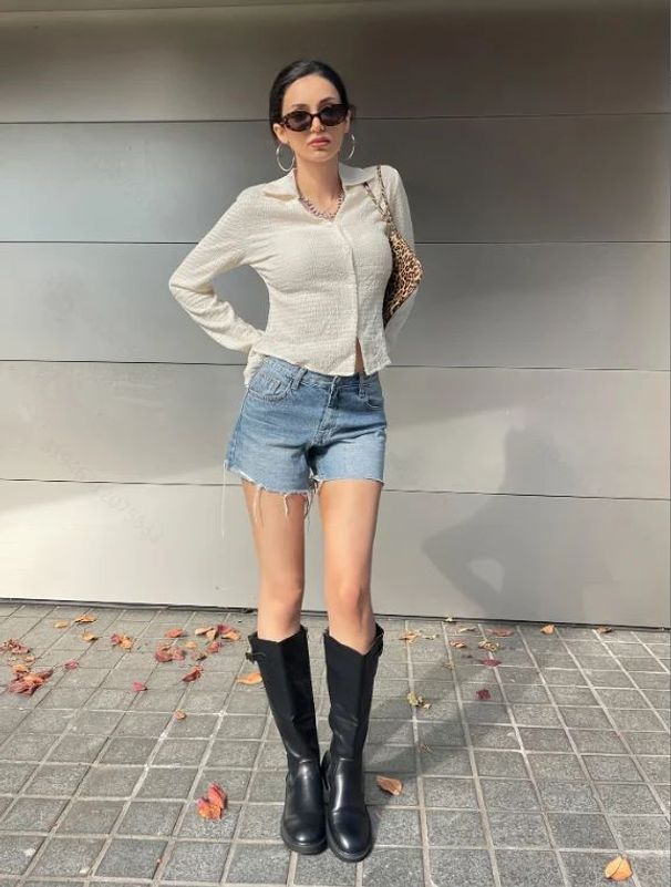 여성 트렌디 버튼업 긴팔 캐주얼 비즈니스 환경 적합한 아이보리 S - 상세 이미지 3