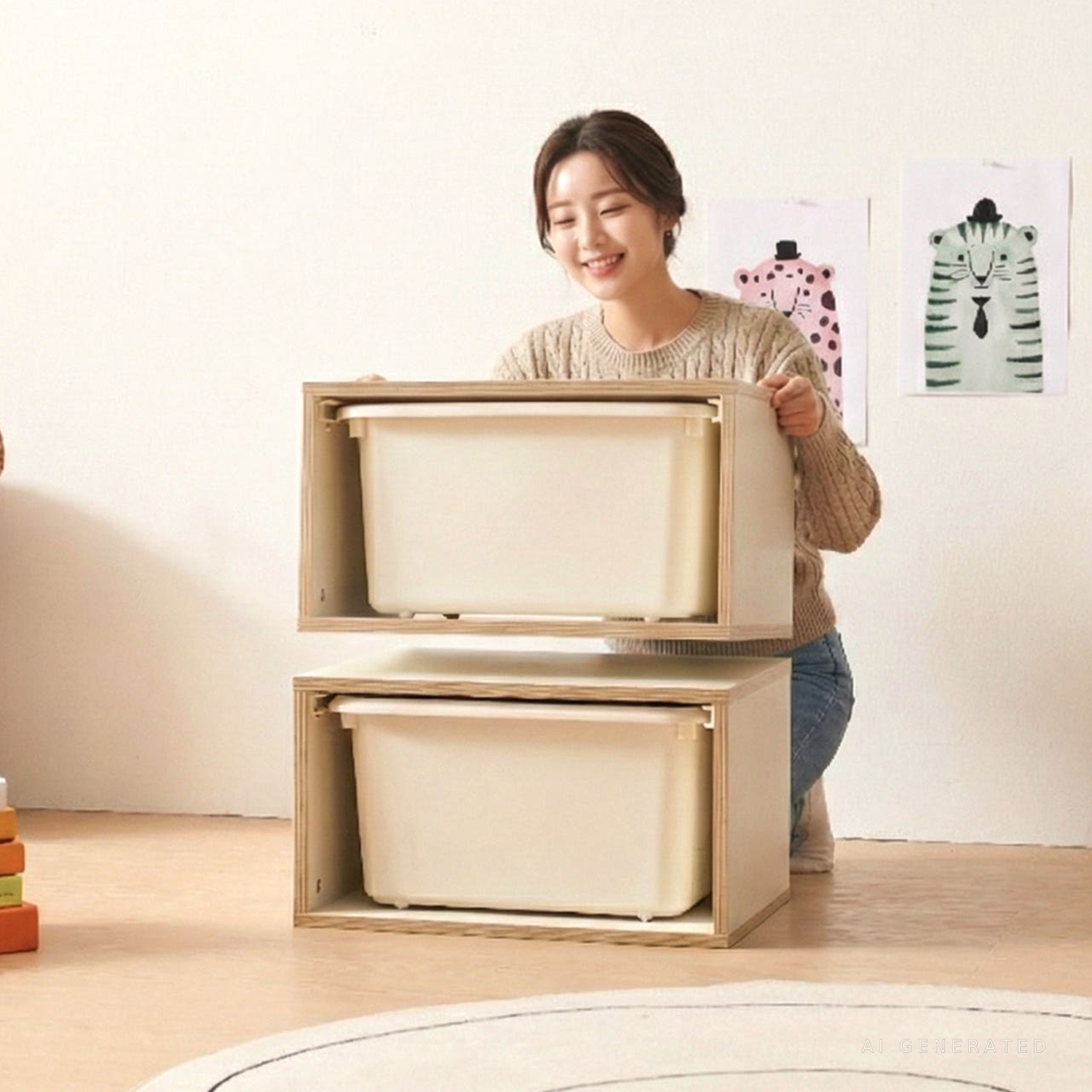 적층형 서랍장 플라스틱 모듈 서랍장 층층이 1단 서랍 - 상품 이미지