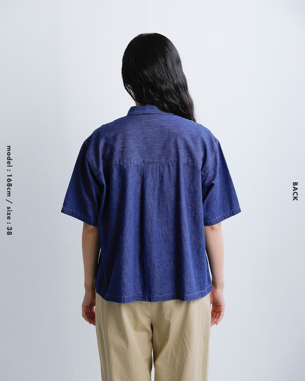 단톤 데님 던가리 여성 반팔셔츠 워크셔츠 DT-B0443DUG - 상세 이미지 4