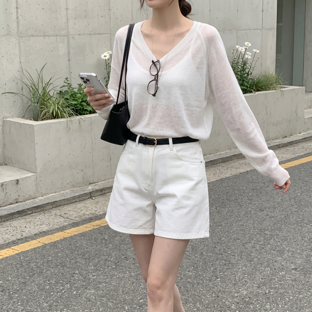 A라인반바지 흰색반바지 - 상품 이미지