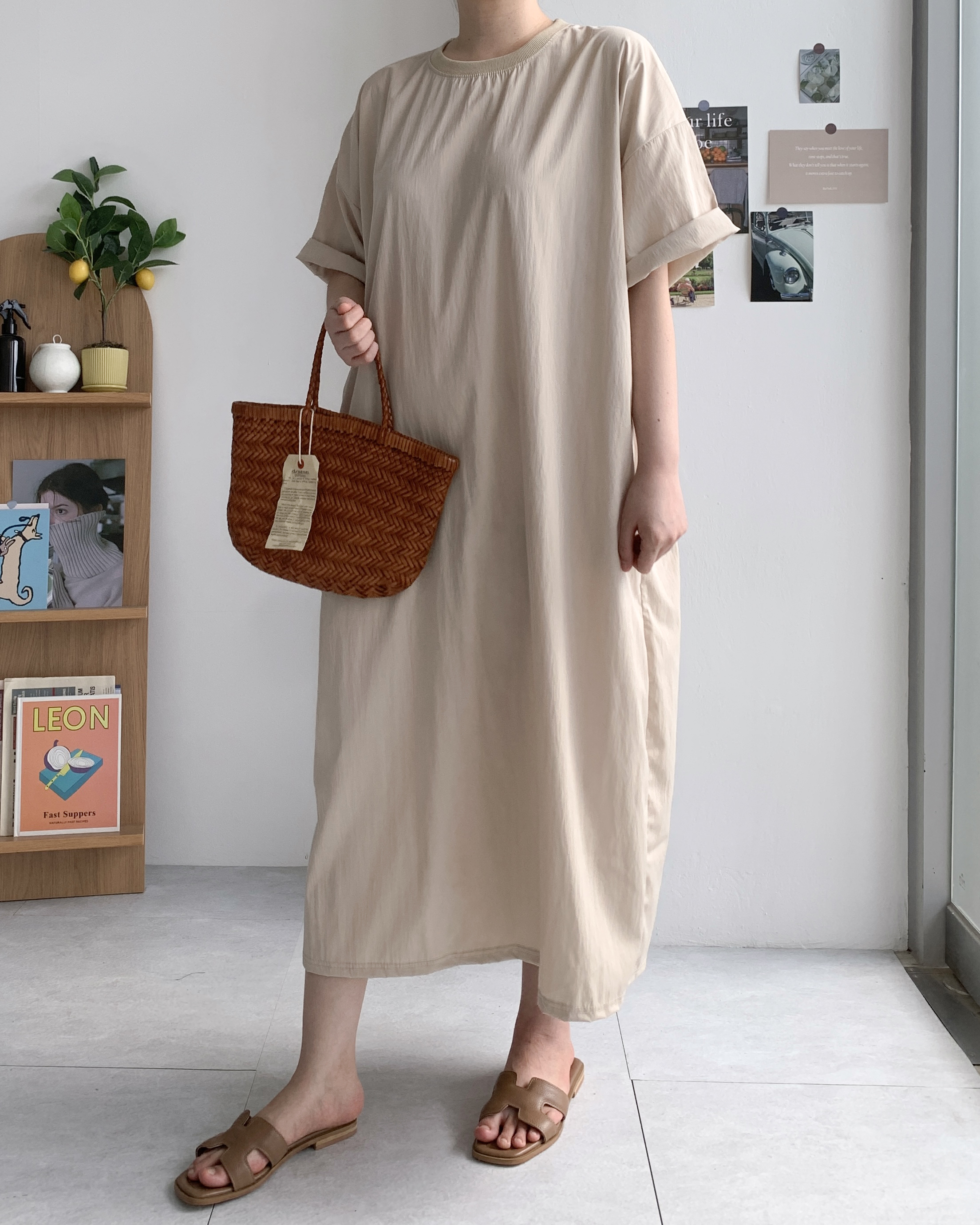 오버핏 나일론원피스 바스락원피스 77사이즈원피스 이미지 6