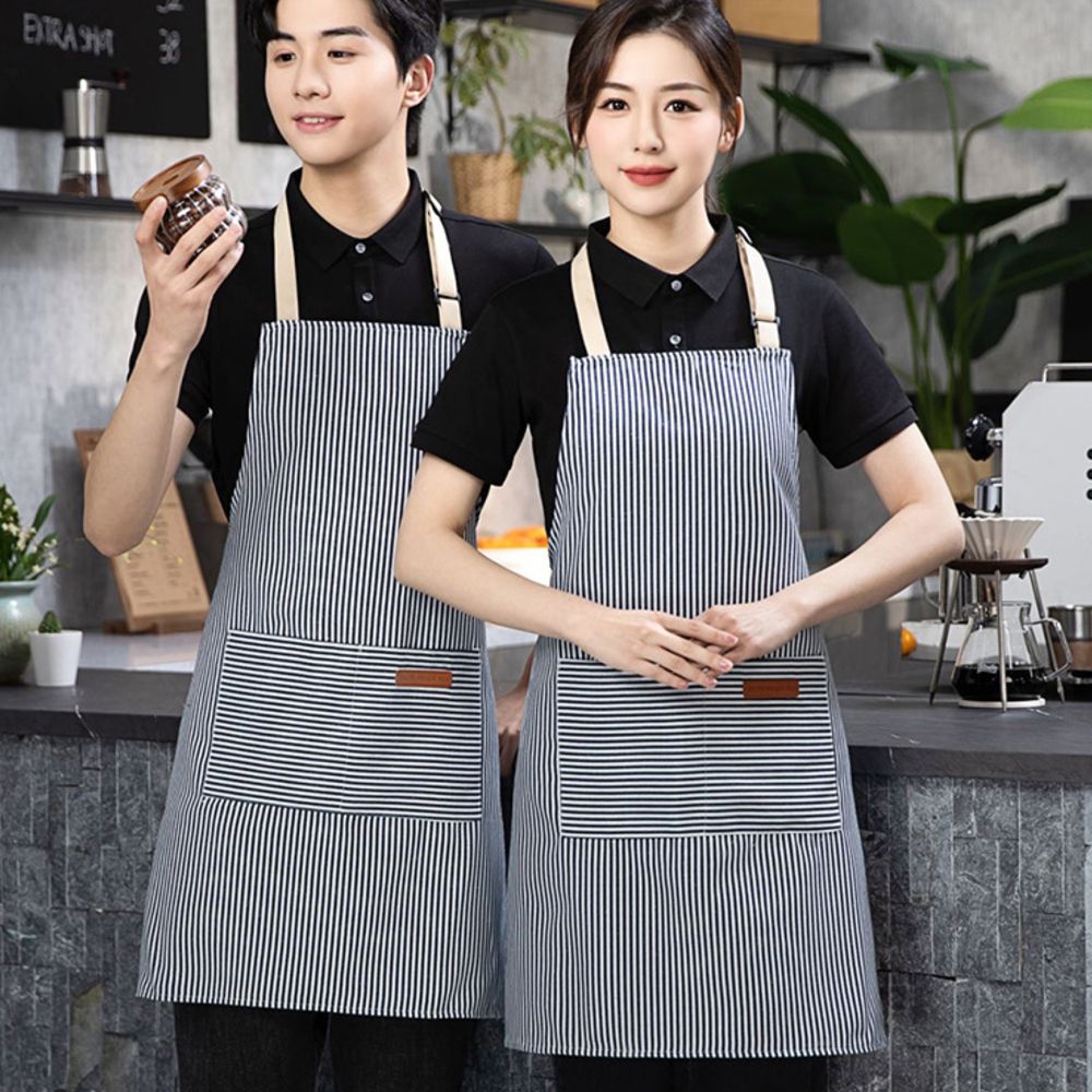 고급 캔버스 줄무늬 앞치마 바리스타 카페 목공 공방 - 상품 이미지