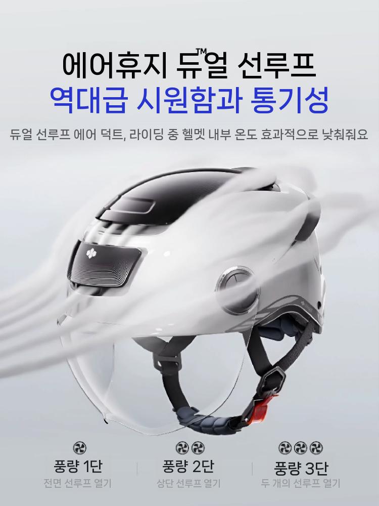오토바이 헬멧 하이바 자외선 차단 선루프 가벼운 화이트 하프 렌즈 - 상세 이미지 3