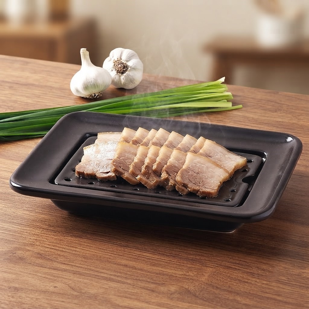 직화 내열 도자기 한강 직사각 보쌈 수육 찜기 냄비 26.5cm, 직사각세트 - 상품 이미지