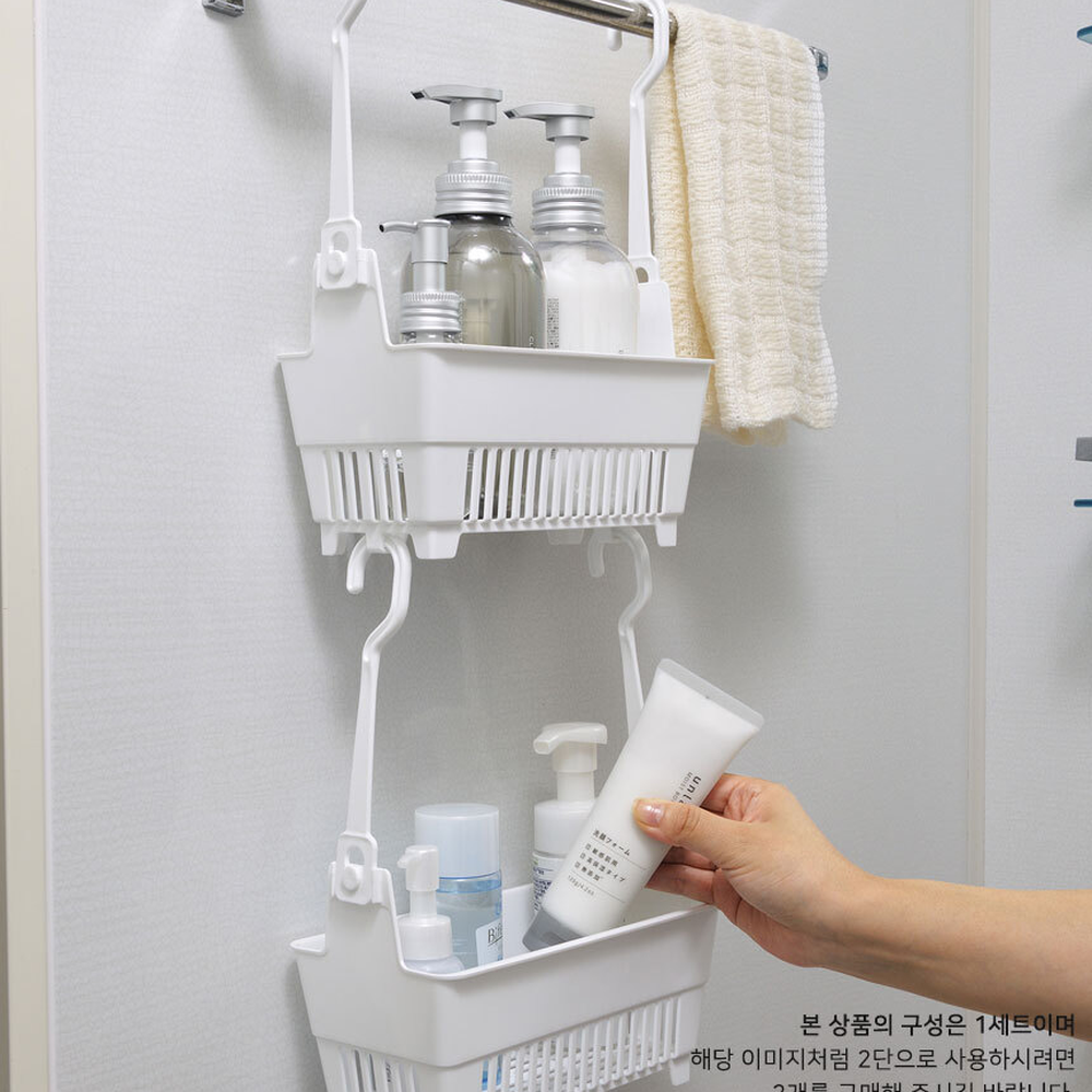 가벼운베란다수납 폴리프로필렌욕실정리수납바구니 내구성좋은주방정리행잉바구니 2단 이미지 6