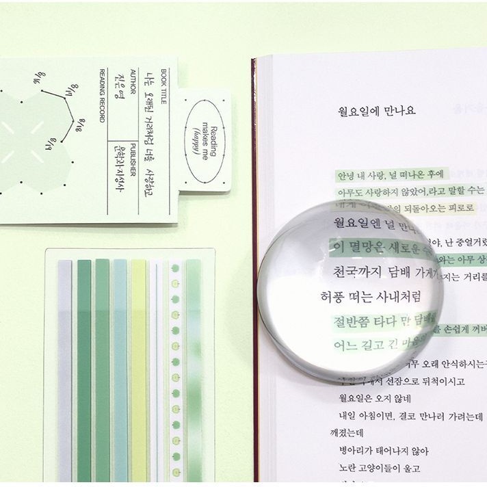 비온뒤 롱 인덱스 플래그 독서 책 밑줄 스티커 파스텔 레인보우 투명 이미지 7