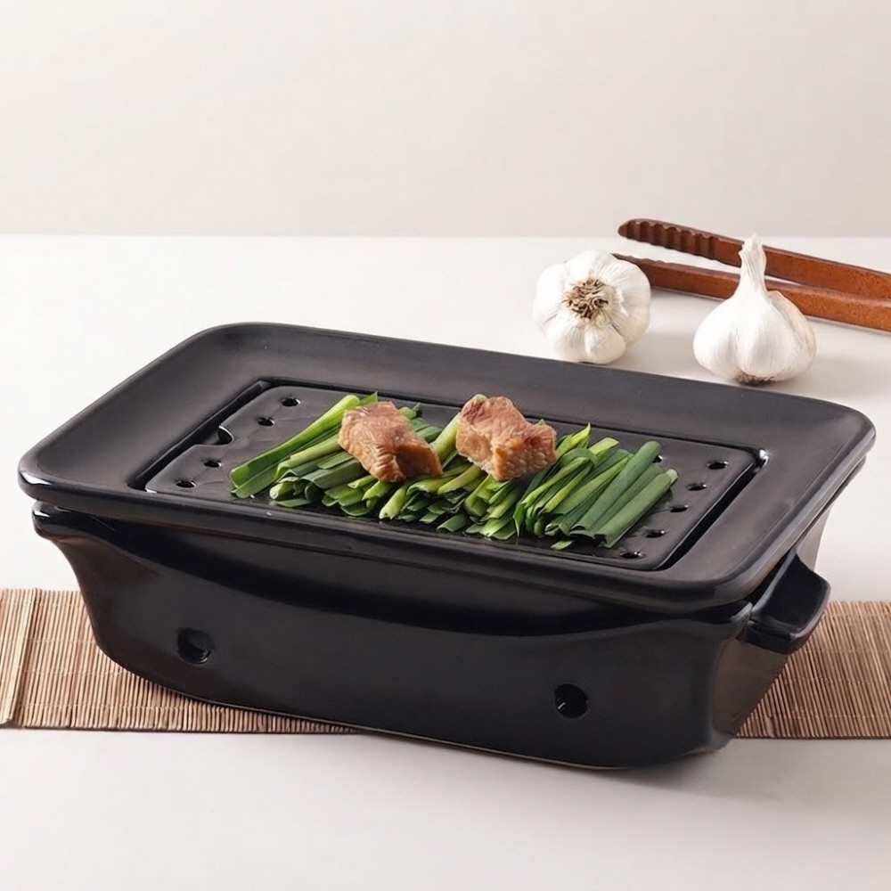 직화 내열 도자기 한강 직사각 보쌈 수육 찜기 냄비 25.8cm, 돛단배워머 이미지 8