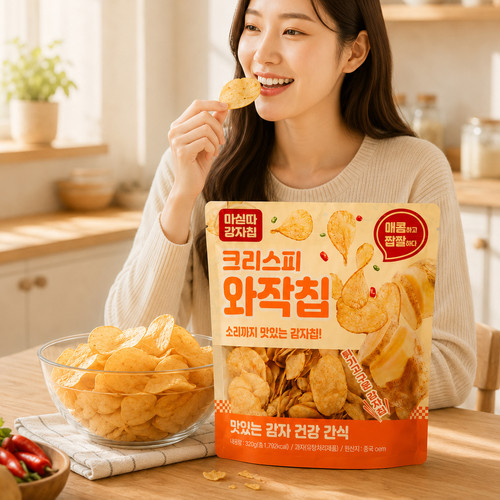 마싣따감자칩 크리스피 와작칩 320g 맥주안주 주전부리 간식 스낵 매콤짭짤 - 상세 이미지 4