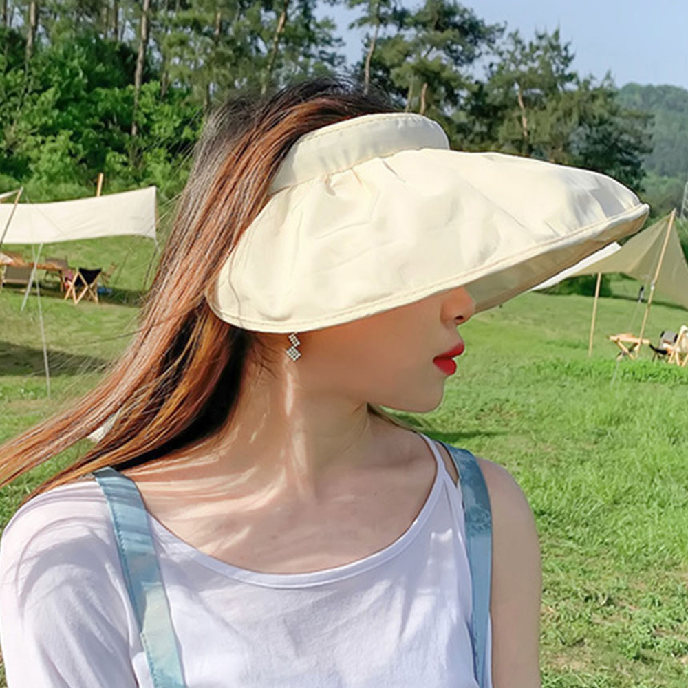 오픈형휴가지패션여름모자 베이지야외활동썬캡 와이드창골프테니스헤어밴드캡 - 상세 이미지 3