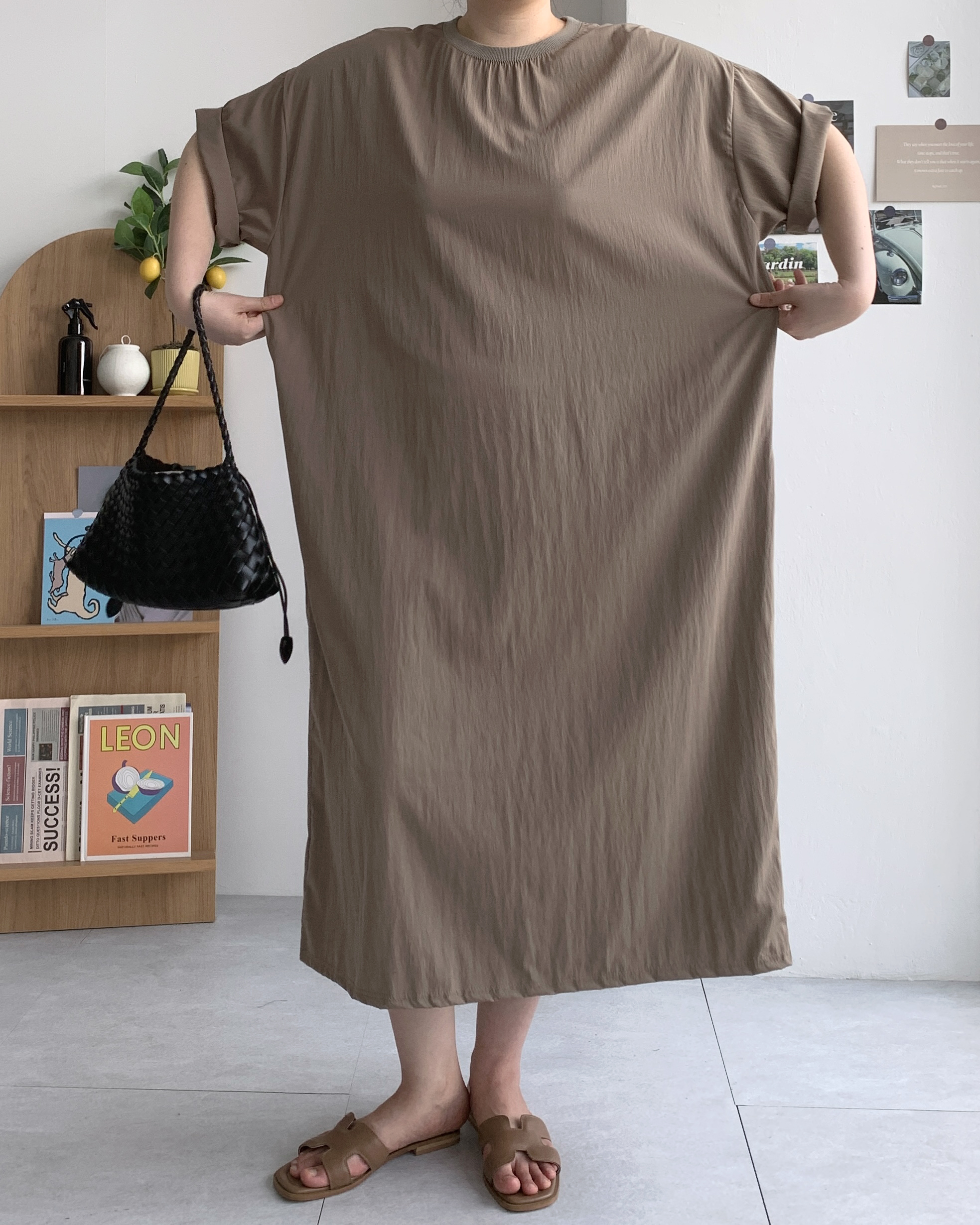 오버핏 나일론원피스 바스락원피스 77사이즈원피스 - 상세 이미지 3