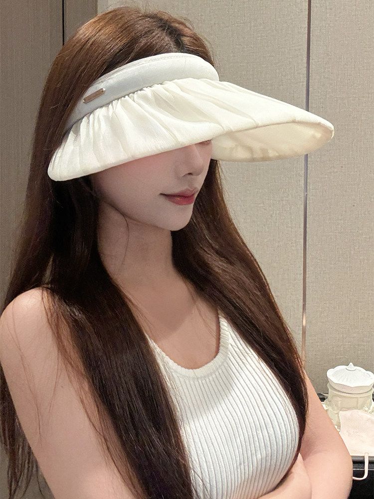 여성 레이스 헤어 밴드 썬캡 모자 와이드 챙 자외선 차단 - 상세 이미지 3