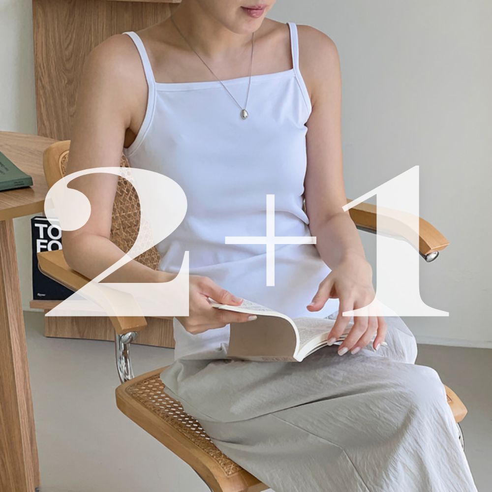 2+1 레이어드 크롭 나시 탑 이너 끈나시티 스퀘어 탑 - 상품 이미지