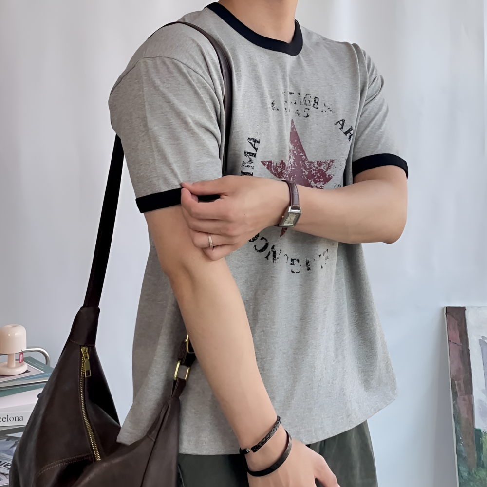 남자링거티 머슬핏링거티 남자 흰티 여름 크롭 세미머슬핏 반팔 티셔츠 - 상세 이미지 2