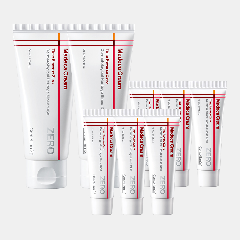 [총250ml] 센텔리안24 마데카크림 제로 80ml 2개 + 15ml 6개 / 병풀 시카 테카 히알루론산 성분으로 수분, 보습, 미백, 탄력에 도움 시즌7 - 상품 이미지