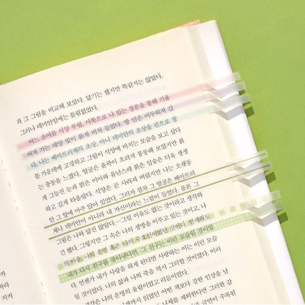비온뒤 롱 인덱스 플래그 독서 책 밑줄 스티커 파스텔 레인보우 투명 - 상품 이미지