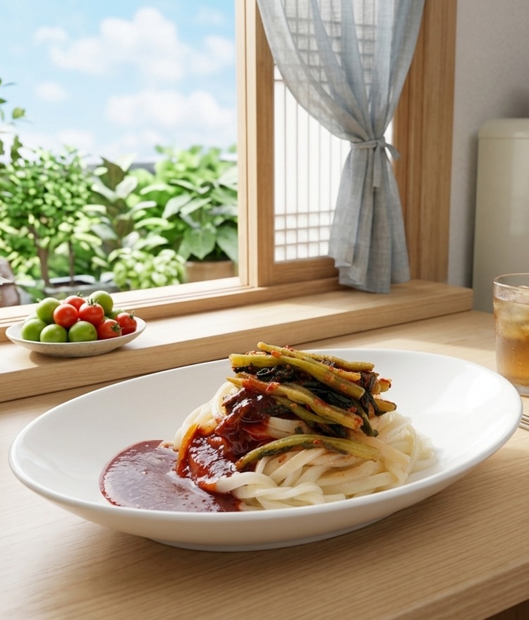 국내산 열무 비빔칼국수 면 여름 캠핑장 낚시 차박 간편식 밀키트 381g - 상세 이미지 2