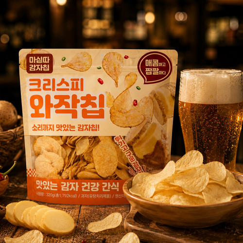 마싣따감자칩 크리스피 와작칩 320g 맥주안주 주전부리 간식 스낵 매콤짭짤 - 상세 이미지 5