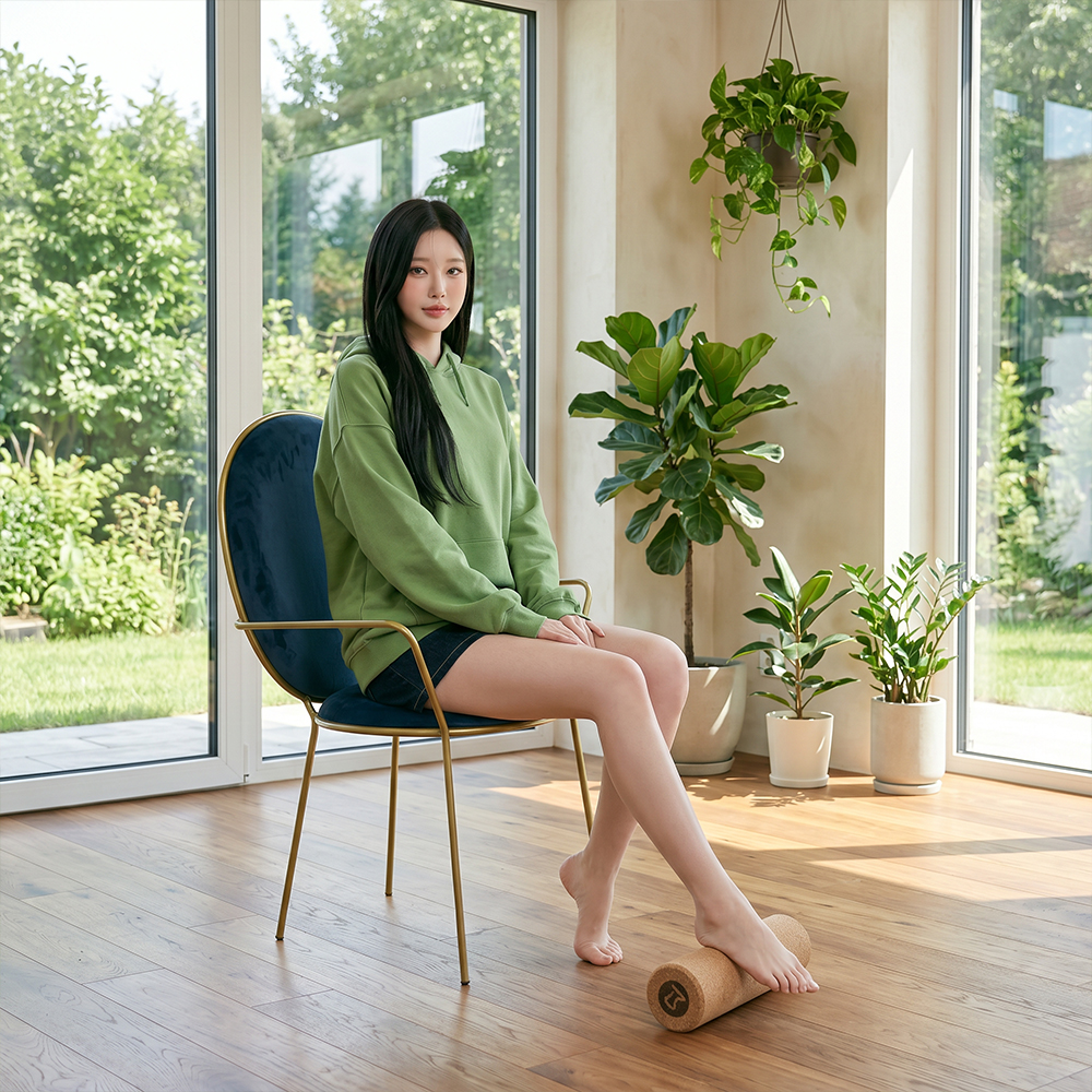 비핏 폼롤러 얇은폼롤러 하드마사지 필라테스 요가 스트레칭 지압 코르크 33cm 이미지 7