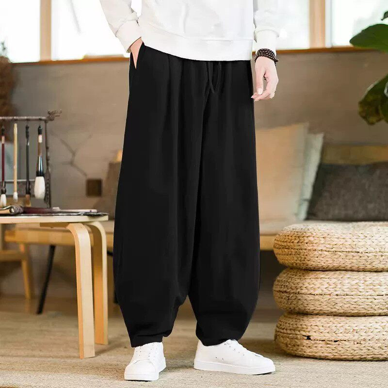 남자 명상 바지 면 린넨 스님 일상복 통큰 스님바지 네이비 [순면 얇은] M 50-65kg - 상세 이미지 2