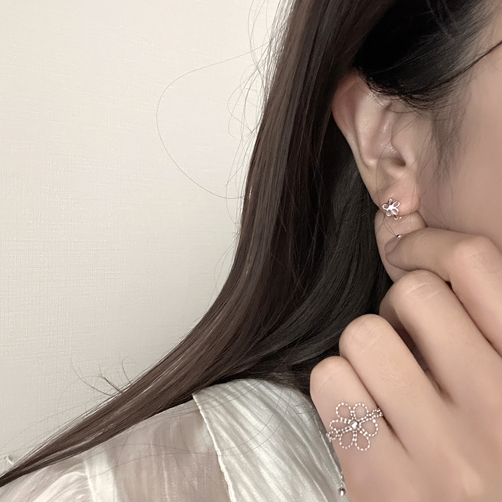 silver925 플라워 꽃 타투 레이스 사이즈 조절 은 반지 실버925 4호~30호 - 상세 이미지 3