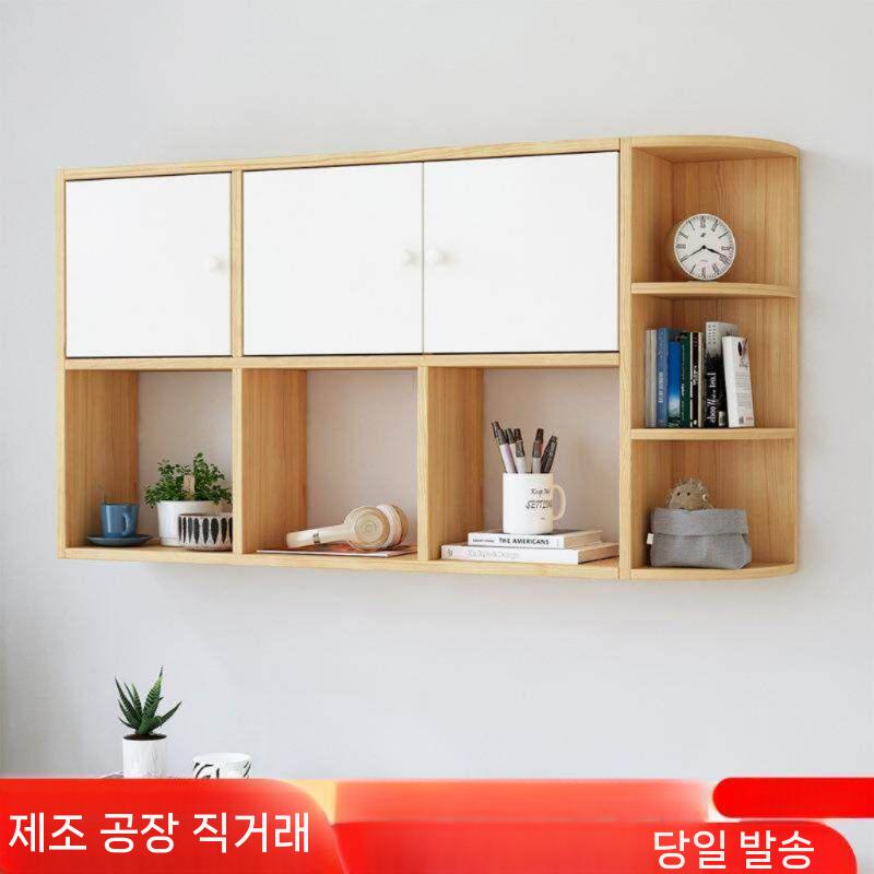 벽걸이 수납장 진열대 보관함 선반 거실 원목 다용도 조립식 폭 80cm - 상세 이미지 2