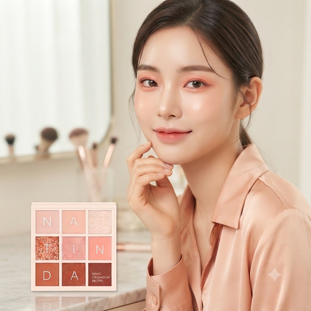멀티섀도우 나틴다 매직 아이 섀도우 9컬러 팔레트 2종 베이스 펄 치크 쉐딩 하이라이터 - 상품 이미지