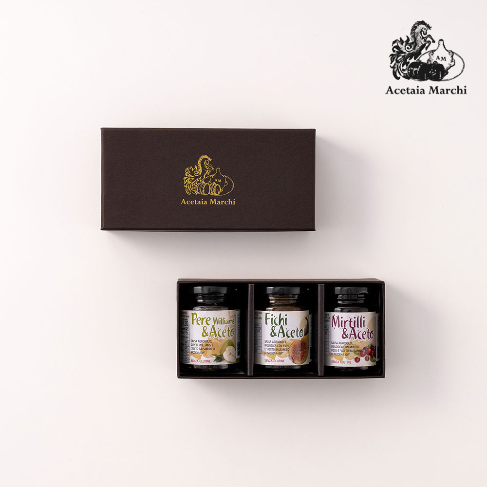 마르치 이탈리아 모데나 IGP 유기농 발사믹 잼 (무화과+서양배+링곤베리) 3종 선물세트 - 상품 이미지