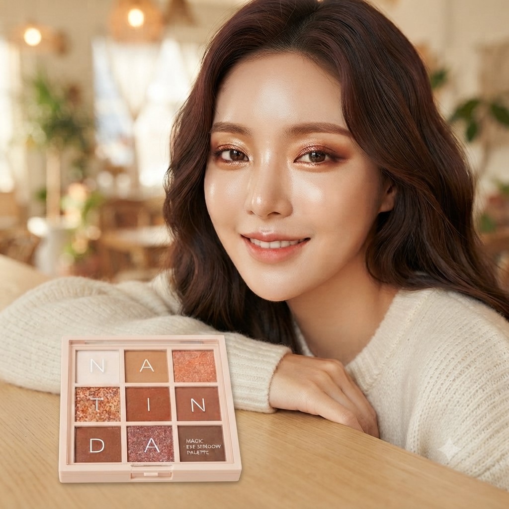 멀티섀도우 나틴다 매직 아이 섀도우 9컬러 팔레트 2종 베이스 펄 치크 쉐딩 하이라이터 - 상세 이미지 2
