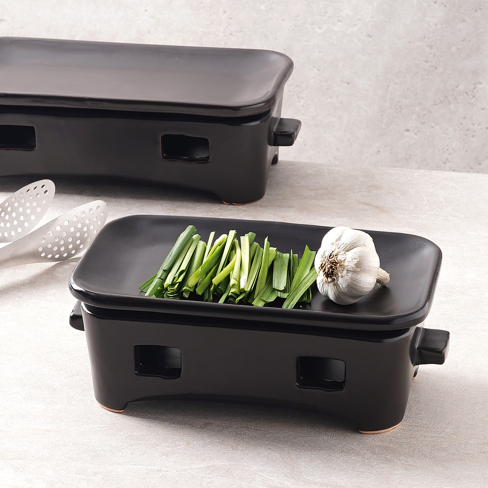직화 내열 도자기 직사각 수육 + 워머 세트 보쌈 찜기 냄비 24.2cm - 상세 이미지 5